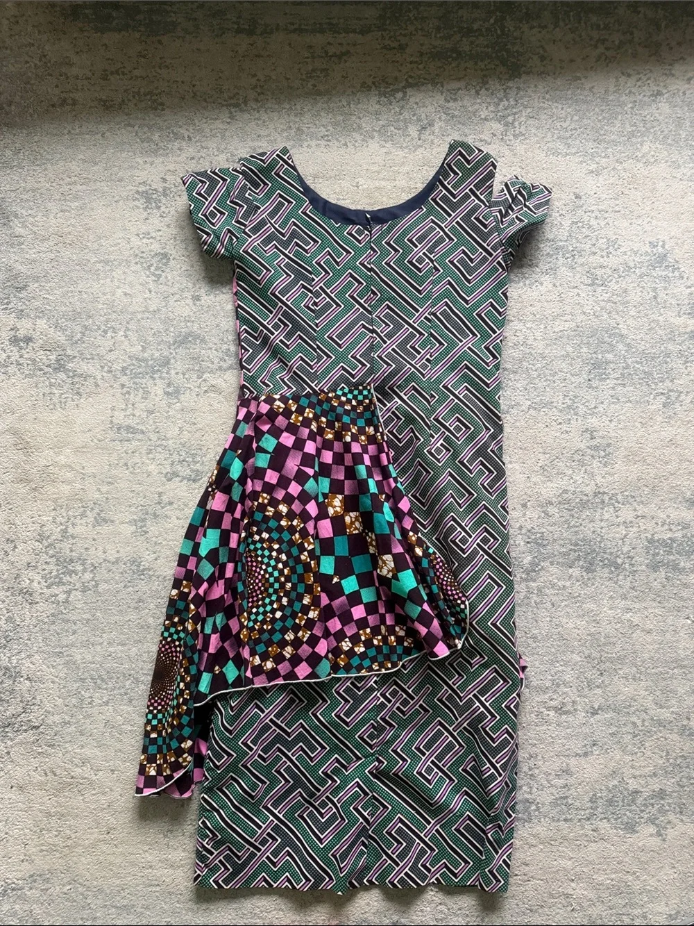 Girls' Ruffled Short-Sleeve Twirl Dress in Pink & Teal